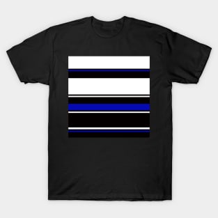 White, black and blue stripes T-Shirt